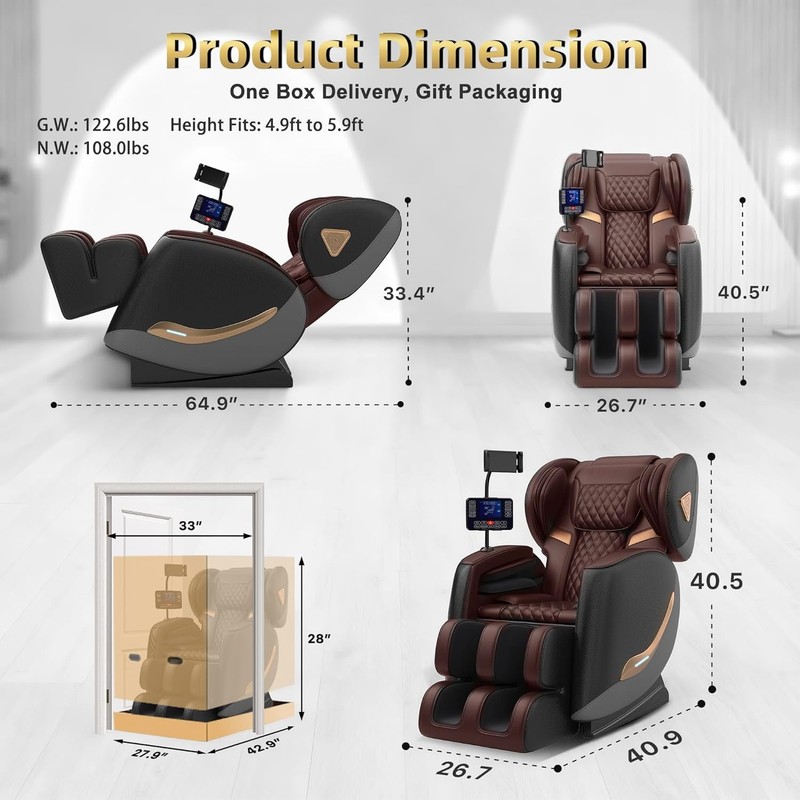 2026 Zero Gravity Massage Chair Full Body Recliner 10-Motor Shiatsu Heat gallery