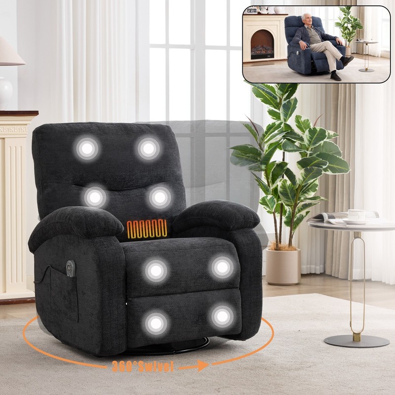 Hot massage manual lounge chair, with rocker arms and rotating fabric, with cup gallery