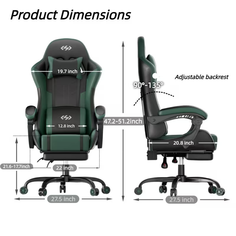 Chair with Massage Lumbar Support Ergonomic Computer Chair for Adults with Footr gallery