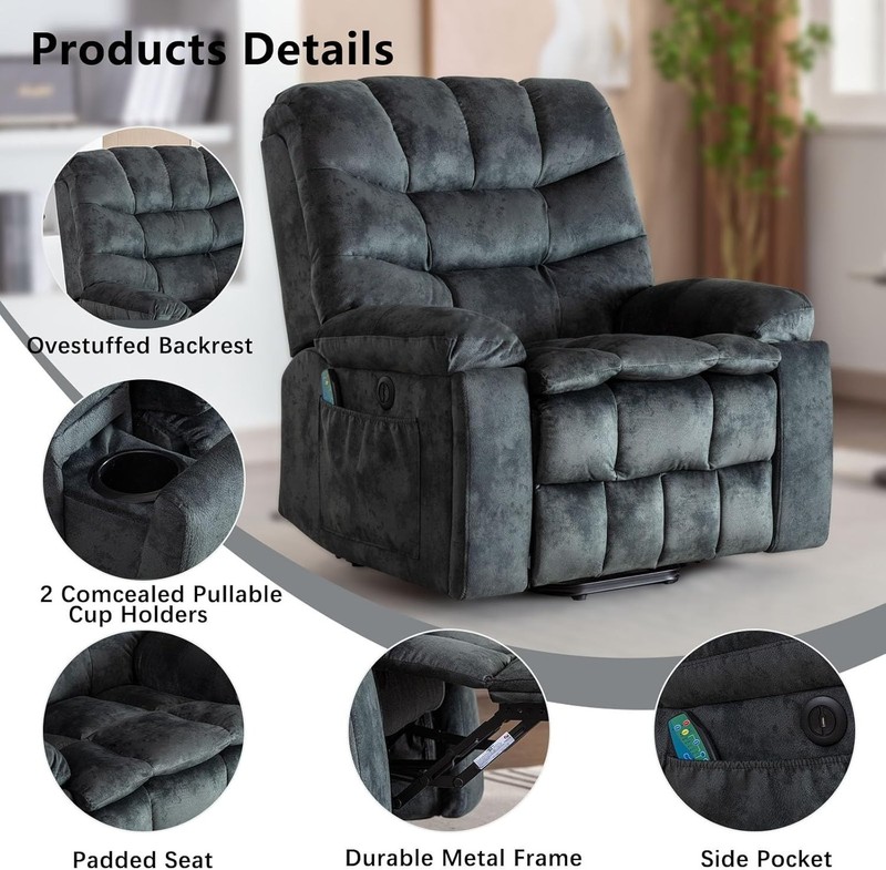 CANMOV Large Power Lift Recliner with Massage and Heat for Elderly, Heavy Duty gallery