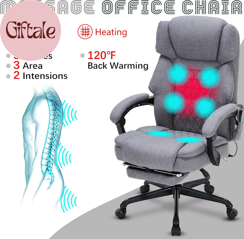 Massage Office Chair with Heat,Reclining Office Chair with Foot Rest,6 Points Vi gallery