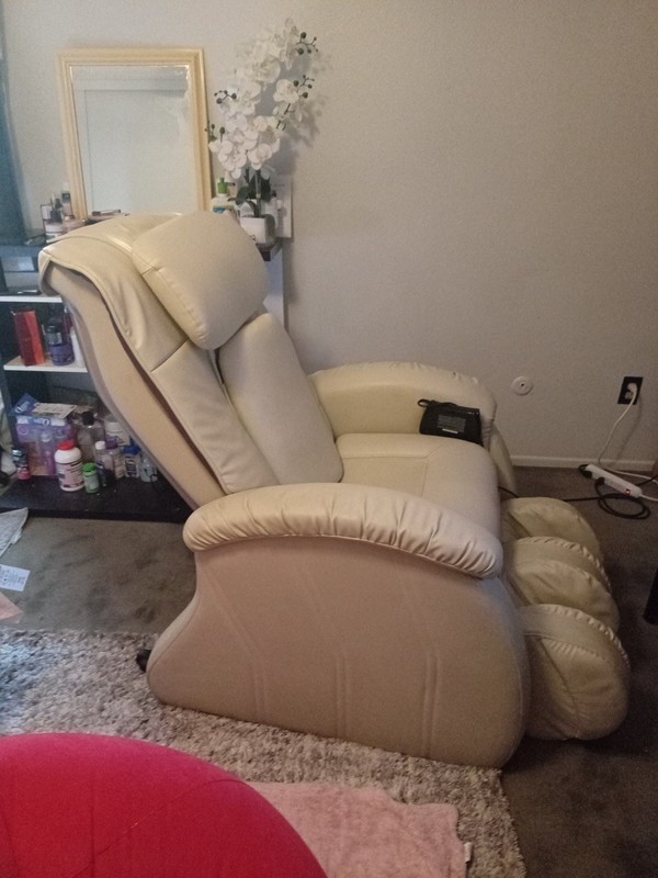 Beige Electric Massage Recliner Chair w/ Wired Remote, Padded Armrests gallery
