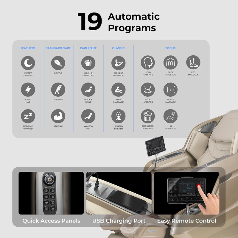 4D Full Body Massage Chair with Zero Gravity & Bluetooth - Brown gallery