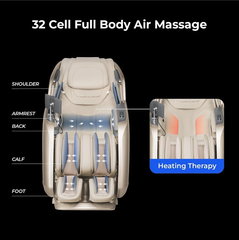 4D Full Body Massage Chair with Zero Gravity & Bluetooth - Brown gallery