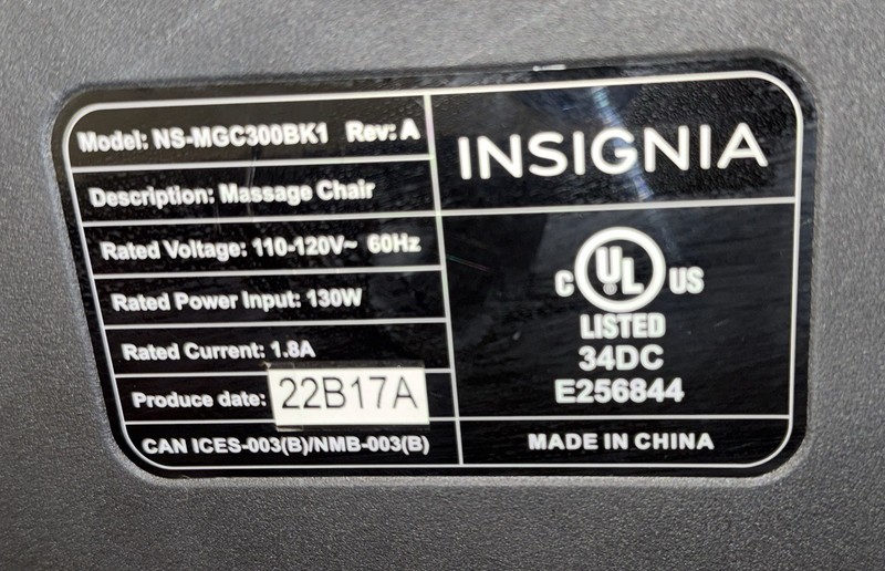 Insignia NS-MGC300BK1 Full Body Massage Chair Recliner Air Compression Black gallery
