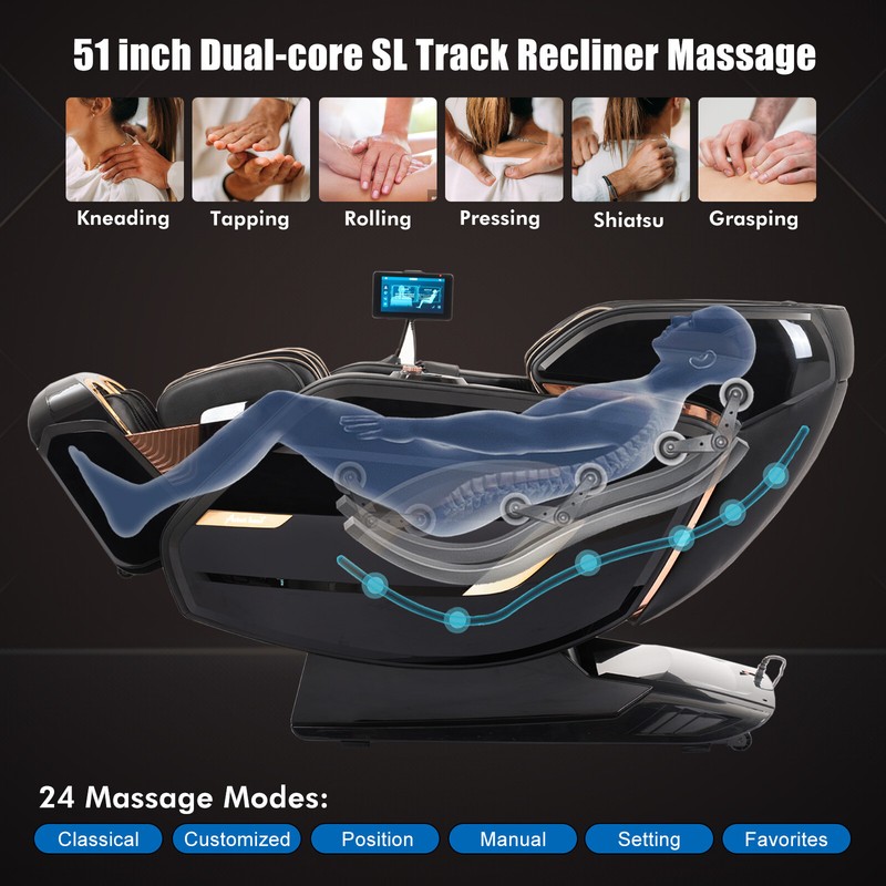 Oversized 4D Full Body Zero Gravity Airbag Shiatsu Massage Chair Recliner 24Mode gallery