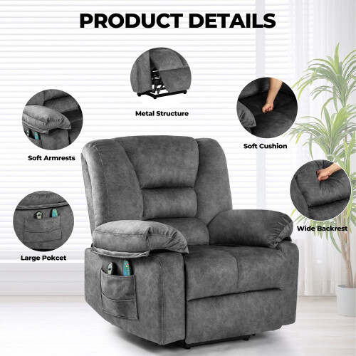 Electric Power Lift Recliner Chair with Massage and Heating for Elderly gallery