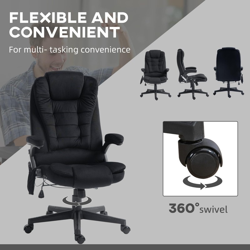 6-Point Vibrating Massage Office Chair with Heat, Reclining Backrest & Padded Ar gallery