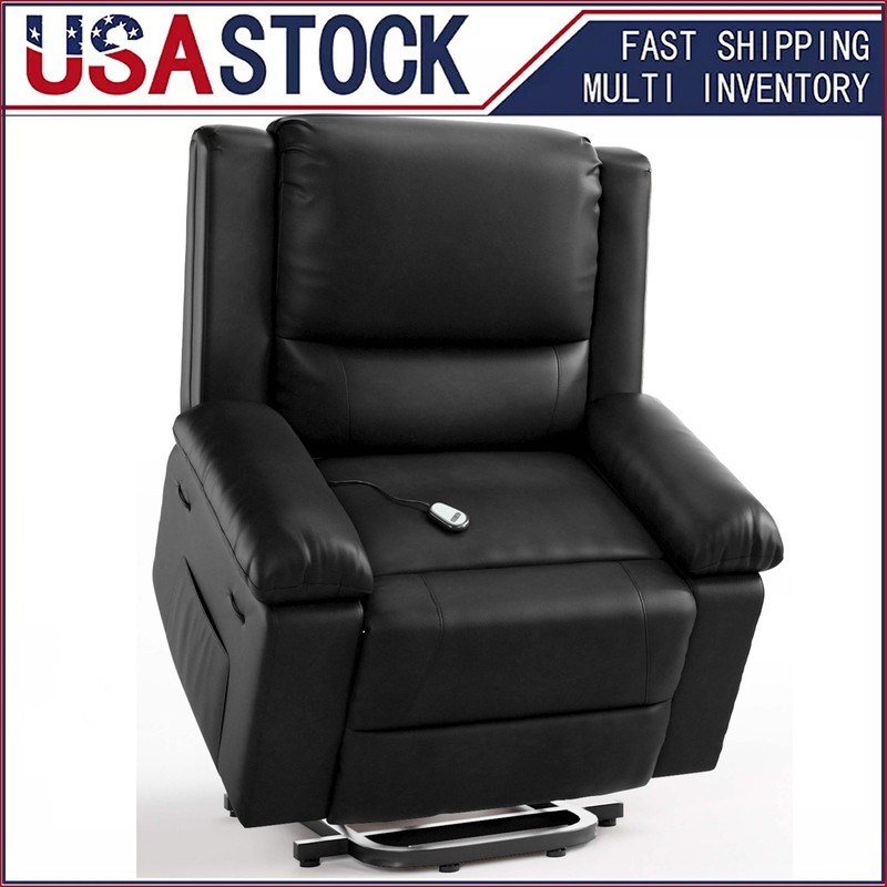 Chair Massage Heat Adjustable Backrest Power Lift Recliner PU Leather Footrest