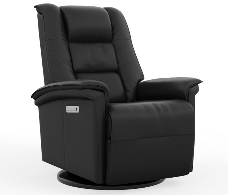 Small Fjords Paris Swing Relaxer 3 Motor Power Recliner Chair Black Soft Leather