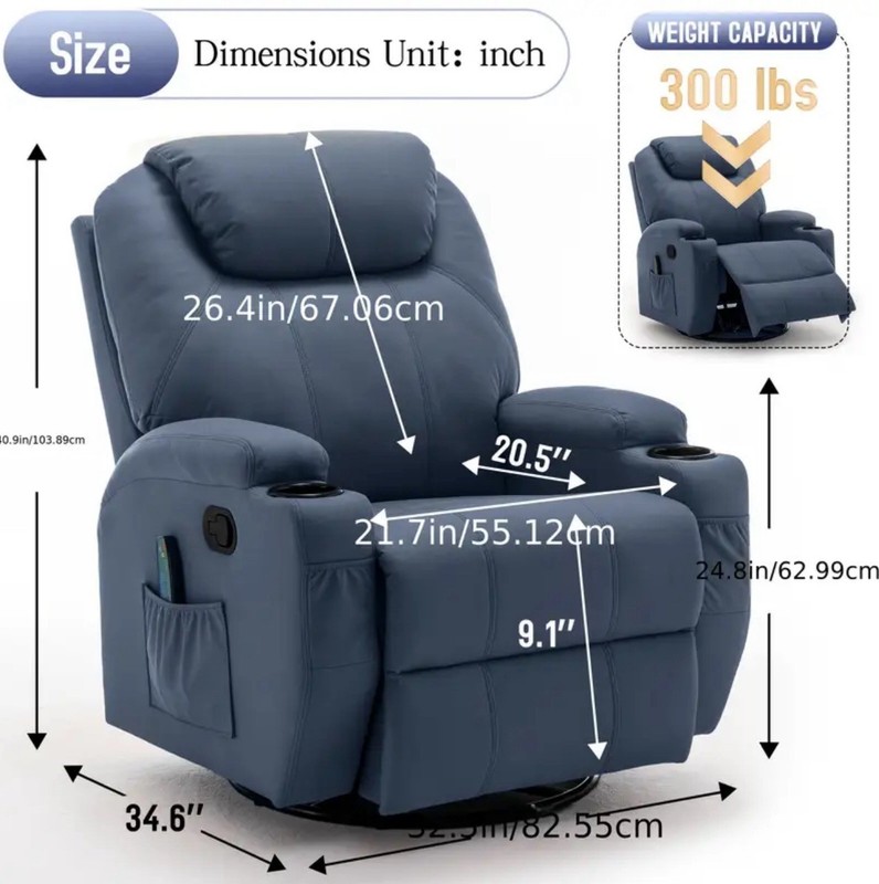 PU Leather Recliner Chair Lift Power Massage Sofa Heat Vibration Heated Leather gallery