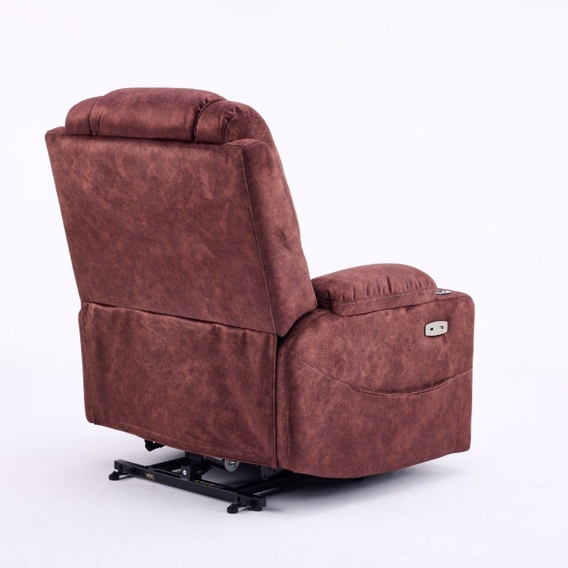 Power Lift Recliner Massage Chair with Heating & USB Ports, Reddish Brown gallery