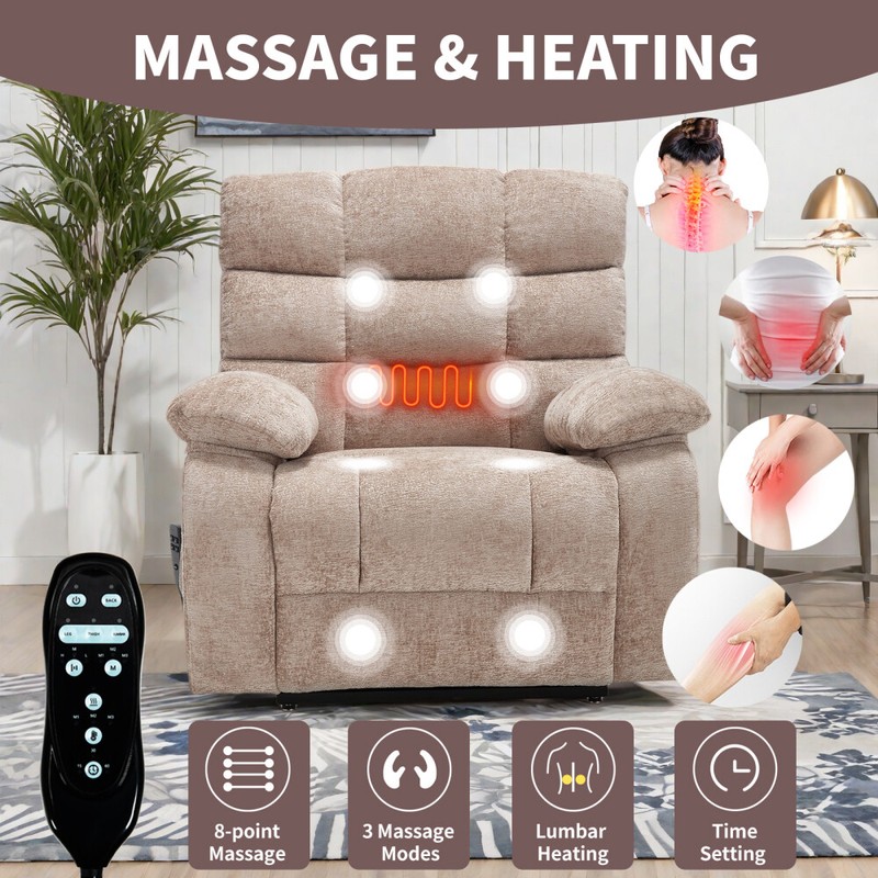 Lift Recliner Chair Heat Massage Chair Dual Motor Infinite Position Up to 350LB gallery