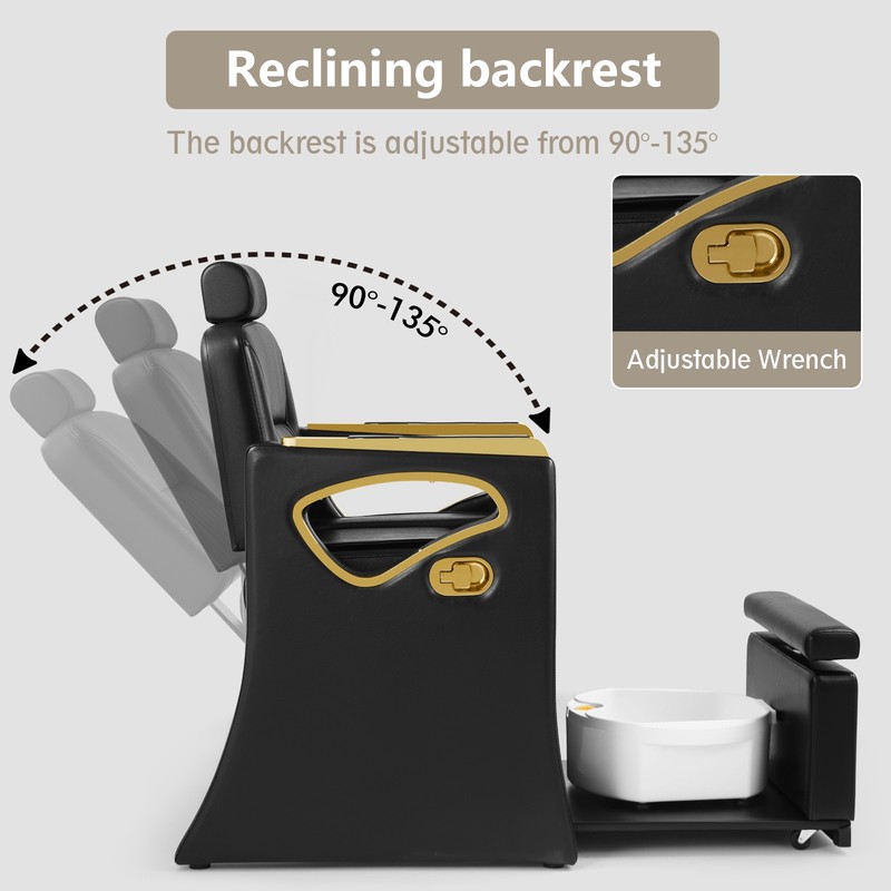 Reclining Pedicure Chair with Vibration Foot Spa Basin Nail Salon Beauty gallery