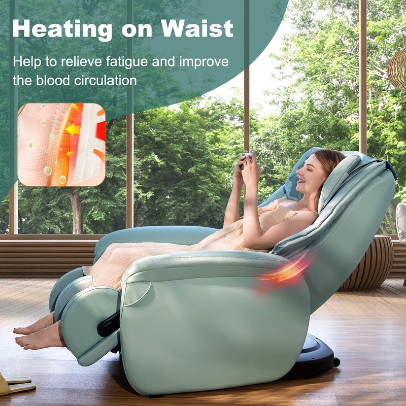 Full Body Zero Gravity Massage Chair w/ 17.5” x 17.5” Thrown Pillow Green gallery