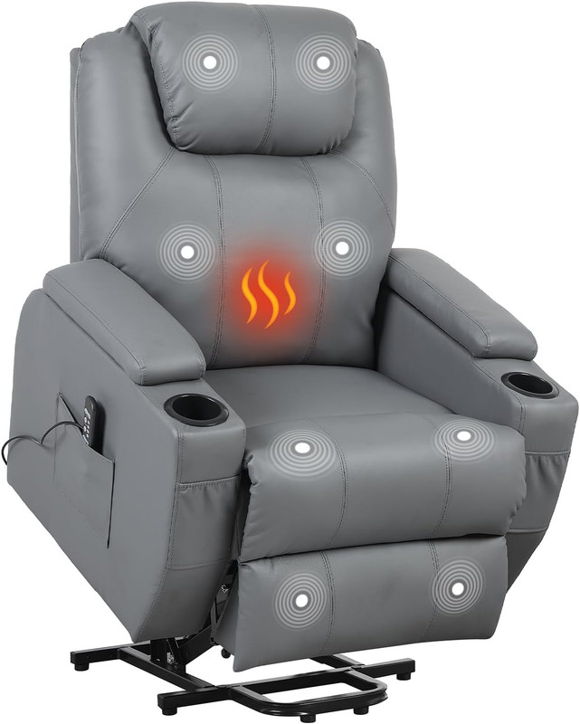 Power Lift Recliner Chair with 8-Point Vibration Massage & Lumbar Heating – Rock