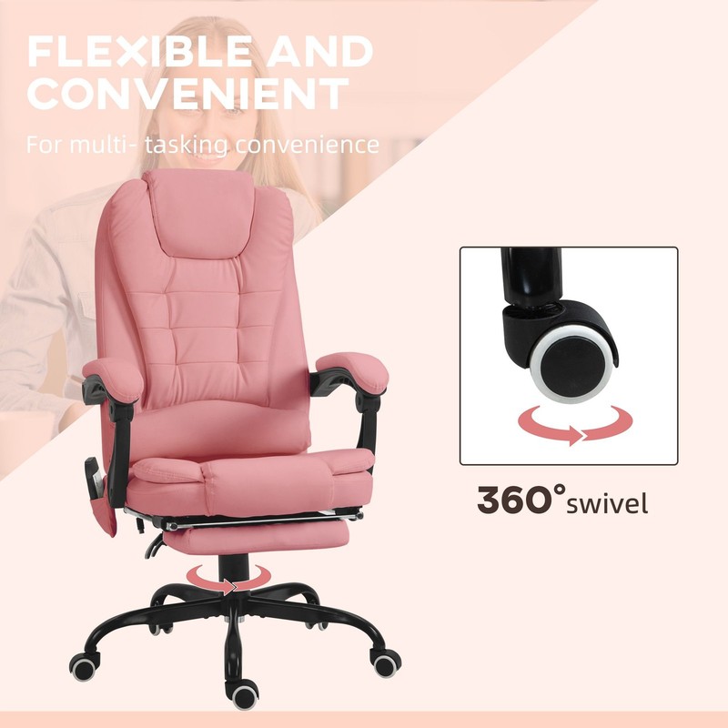 Executive High Back Office Chair with Massage Function Reclining Pink Adjustable gallery