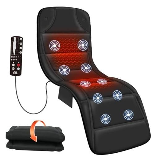 Full Body Massage Mat with Heat, Upgrade Graphene Heating Vibration Back Black