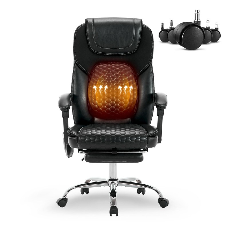 Massage Office Chair with Heat & Footrest - 3-Level Heating, Easy Assembly, Big gallery