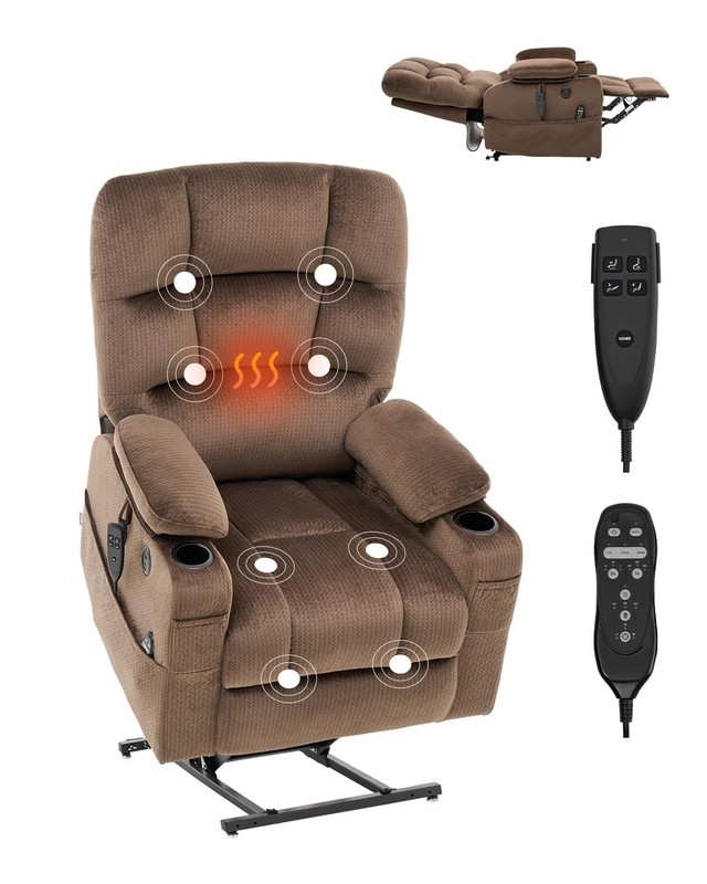 Power Lift Recliner Chair with Heat & Massage, Dual Motor, USB Port, 2 Cup Holde gallery
