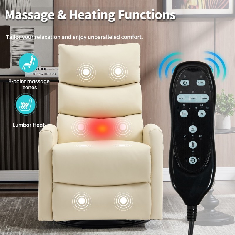 Heat Massage Recliner Chair – Manual Rocker & Swivel, Fabric Living Room gallery