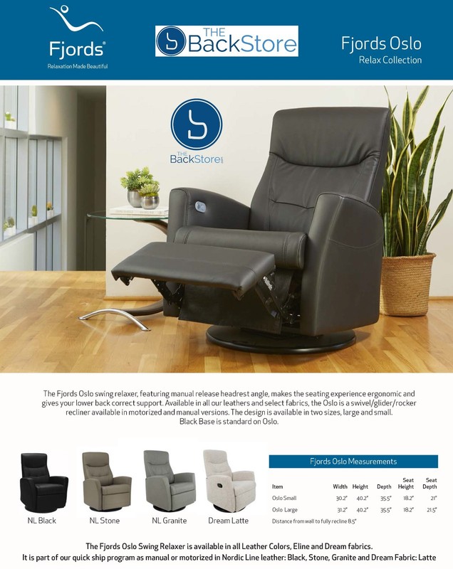 Fjords Oslo Small Swing Relaxer Manual Recline Recliner Chair STONE NL Leather gallery