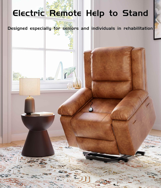 Power Lift Recliner Chair - Heat and Massage, Adjustable Back and Legs, PU Leath gallery