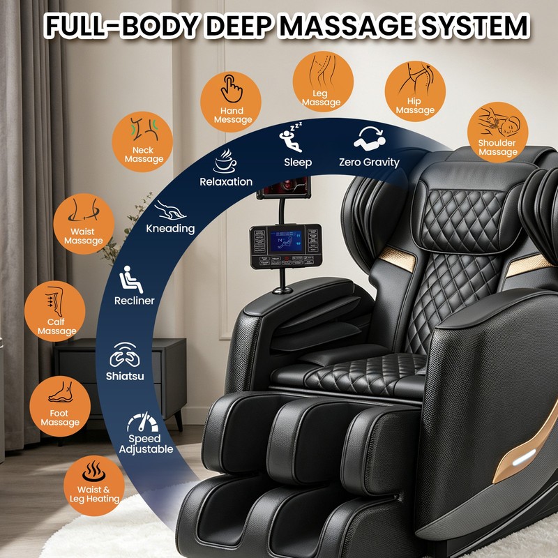 Massage Chair Full Body and Recliner, Zero Gravity Massage Chair Black gallery