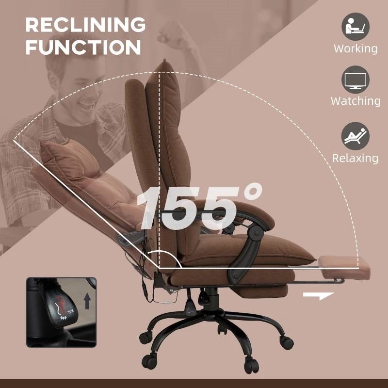 Brown Heated Executive Office Chair with Massage Function and Lumbar Support gallery
