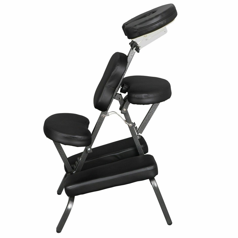 Portable Massage Chair Leather Pad Travel Massage Tattoo Spa Chair, Black gallery