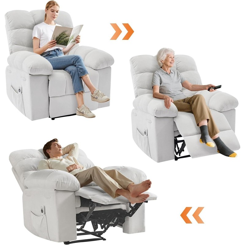 Wide Oversized Massage Recliner Rocking Chair with Heat Side Pockets Living Room gallery