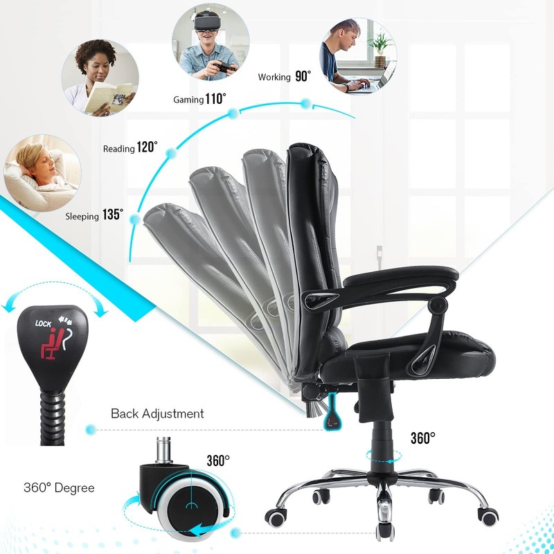 Massage Office Chair with Heat, 7 Point Massage, Reclining Executive Chair Black gallery