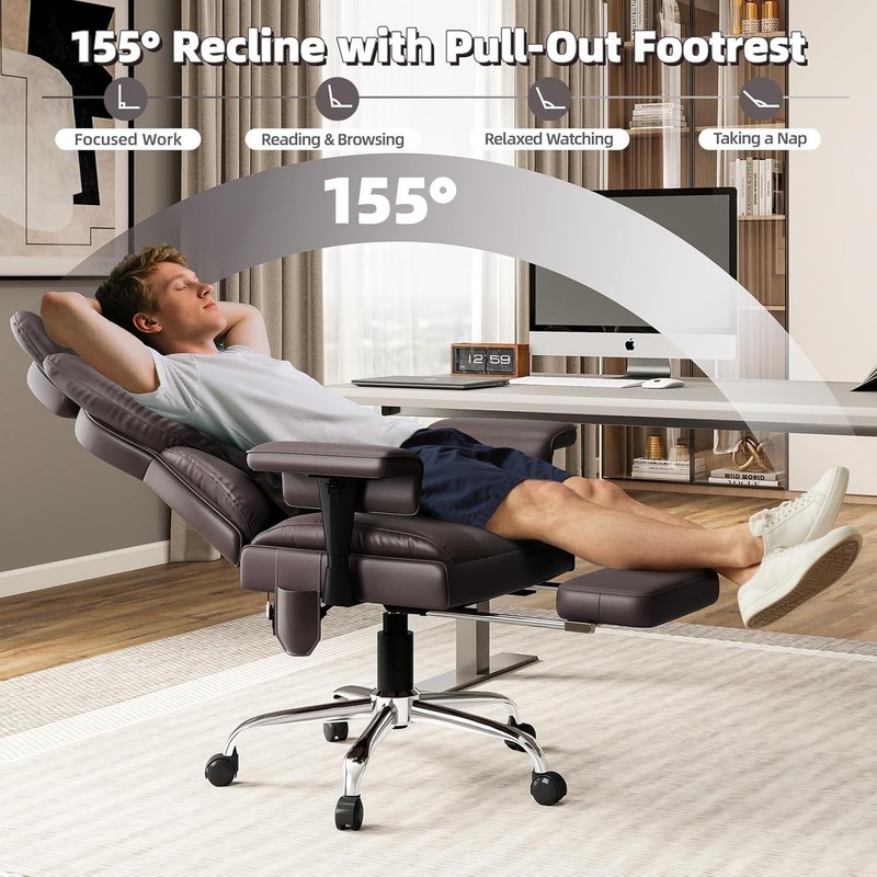 Heated Office Chair with Foot Rest - 6 Points Vibration Big and Tall 400LBS Recl gallery