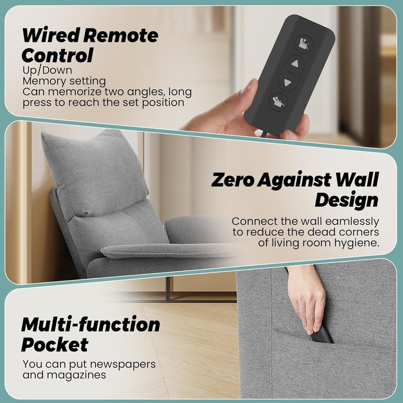 Electric Power Recliner with Heat & Massage,Remote Control Padded Chair for Home gallery