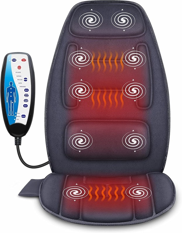 Portable Neck & Back Massager Seat Pad - 10 Motors with Adjustable Heat Levels gallery