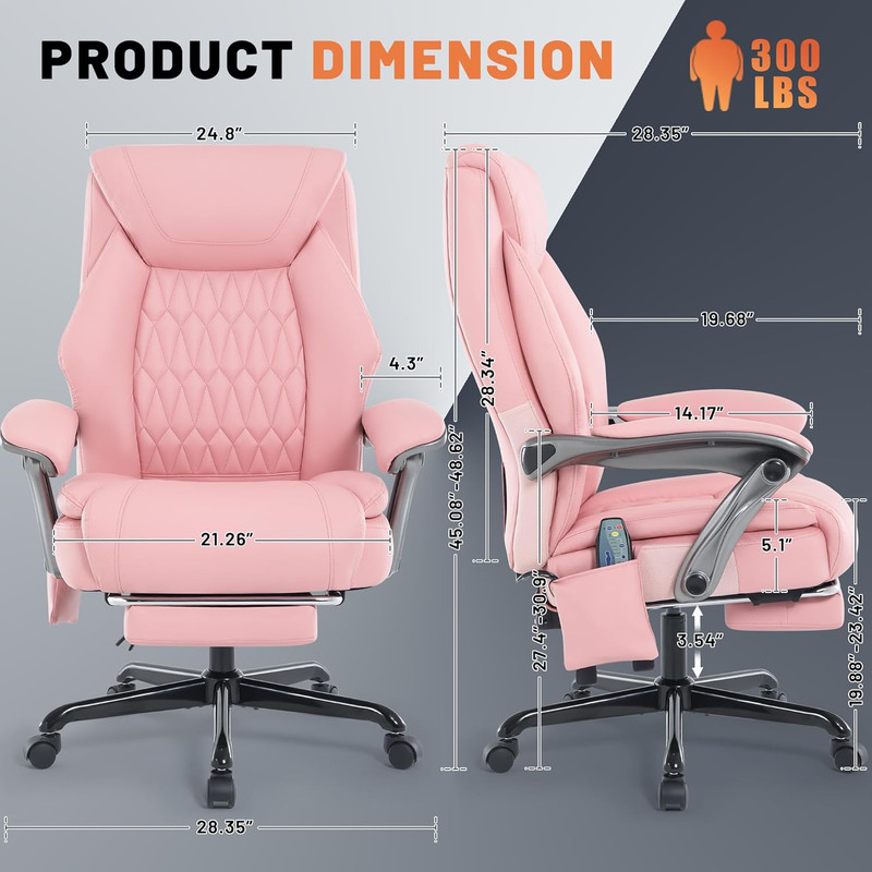 Massage Office Chair with Heating Function & Footrest, 6-Point Vibration, Ergono gallery