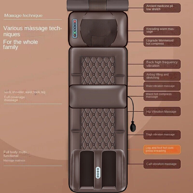 Electric Massage Mattress Heating Cushion Neck Back Foot Pain Relief Body Relax gallery