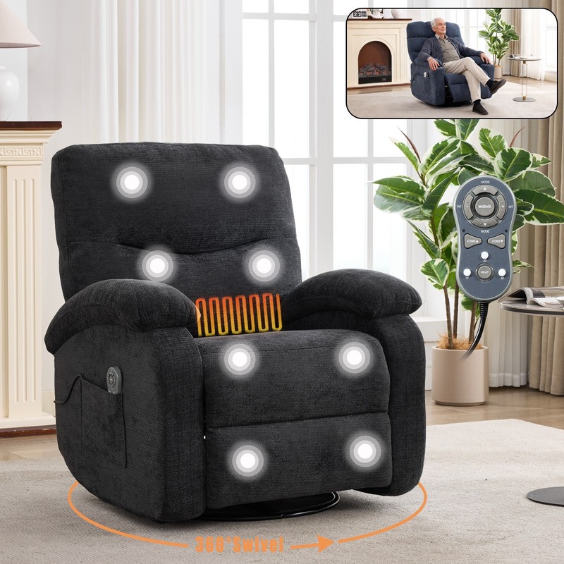 Hot massage manual lounge chair, with rocker arms and rotating fabric, with cup gallery