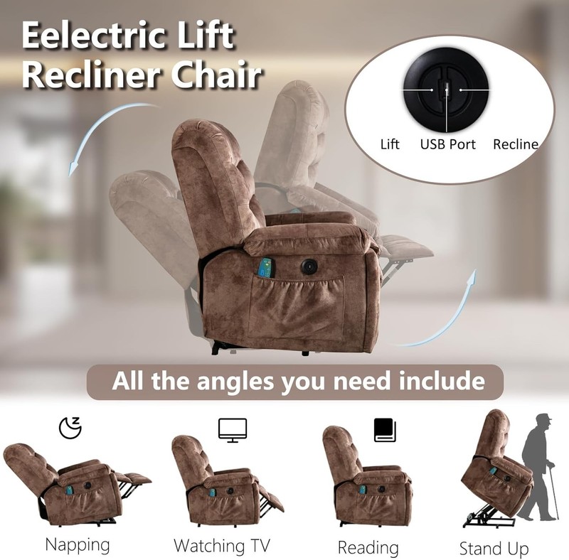 CANMOV Power Lift Recliner w/Massage & Heat - Electric Chair for Elderly gallery