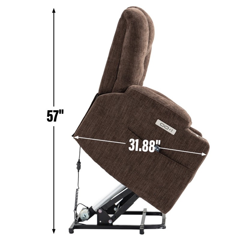 Power Lift Recliner Chair Massage Heat Elderly USB Type-C Cup Holders Chenille gallery