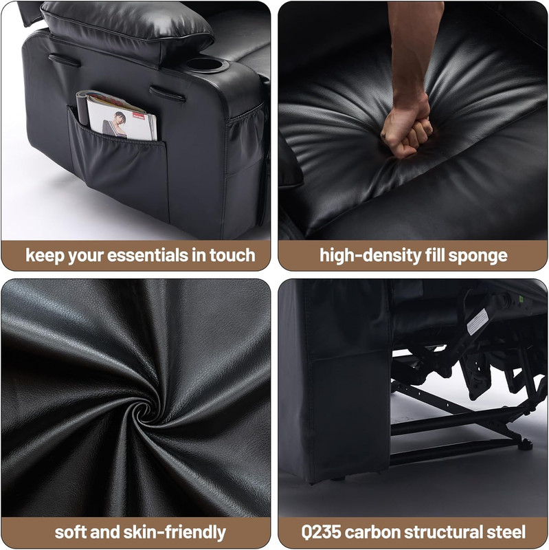 Extra Wide PU Leather Recliner with Massage & Heat for Ultimate Comfort gallery