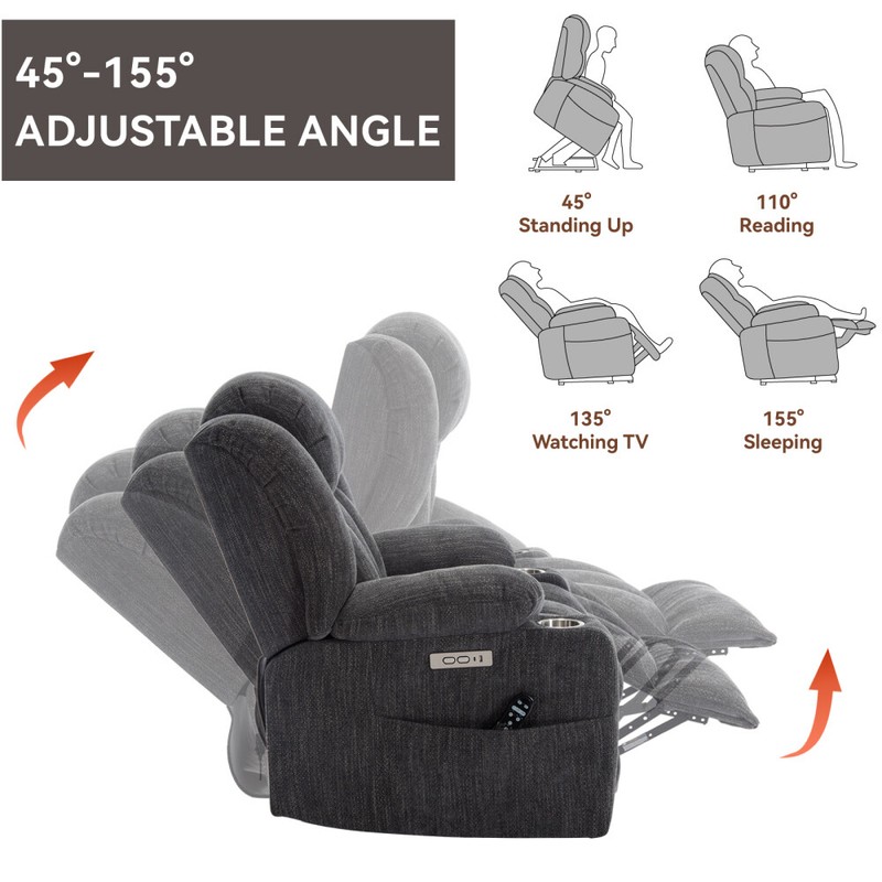 Heavy Duty Electric Massage Chairsm - Upto 350 LBS Chenille Power Recliner Chair gallery