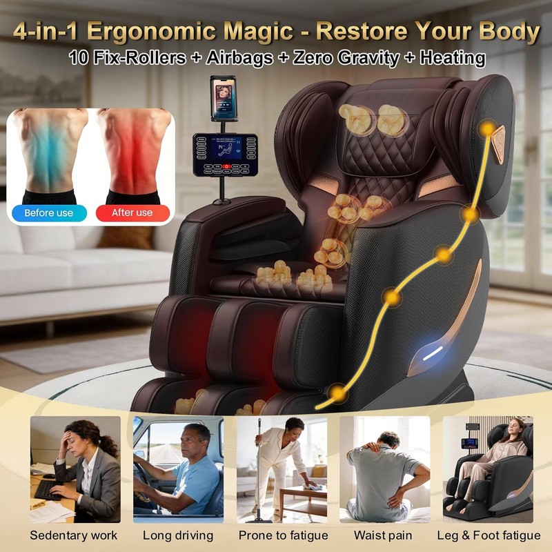 2026 Zero Gravity Massage Chair Full Body Recliner 10-Motor Shiatsu Heat gallery