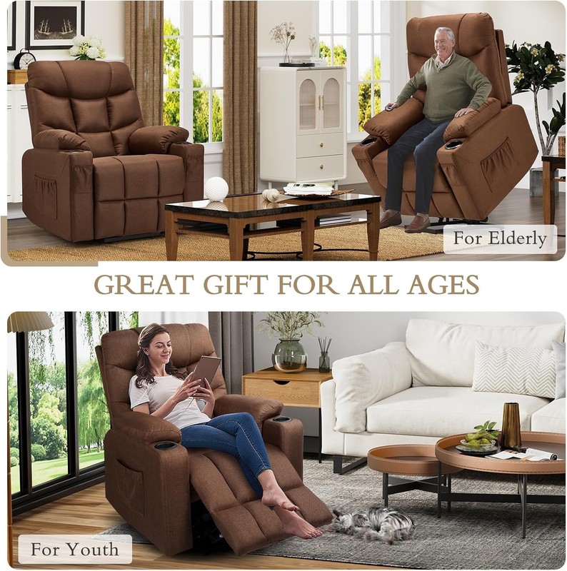 Durable elder lift recliner built with thermal massage, pockets and USB ports gallery