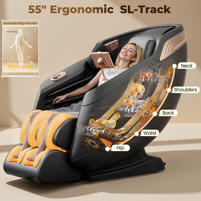 Full Body 4D Zero Gravity Massage Chair Recliner SL Track, AI Voice Control,Heat gallery