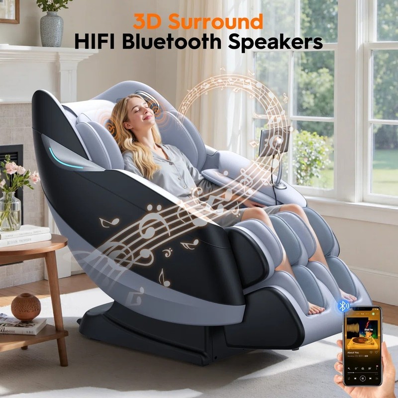 Full Body 4D Zero Gravity Massage Chair Recliner SL Track,AI Voice,Air Bags,Heat gallery