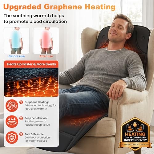 Full Body Massage Mat with Heat, Upgrade Graphene Heating Vibration Back Black gallery