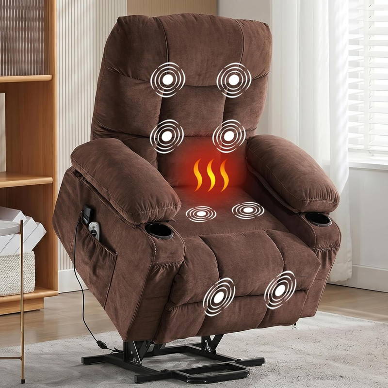 Power Lift Recliner Chair for Elderly with Lumbar Heat and Vibration Massage, El gallery