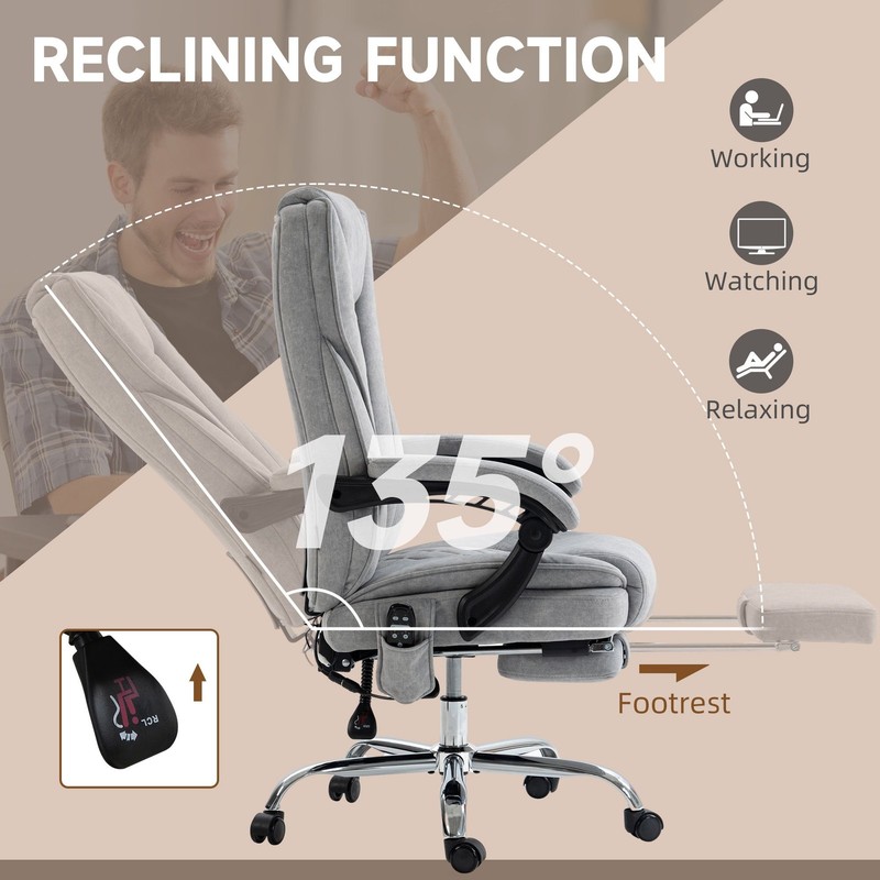 Heated Massage Reclining Office Chair with Adjustable Height and Footrest gallery