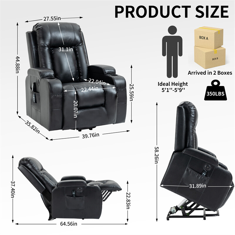 Position Single Motor Up to 350 LBS Power Lift Recliner Chair for Elderly gallery
